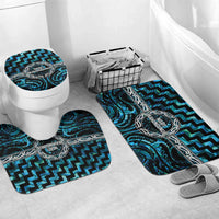 Aotearoa Ngati Kahungunu Bathroom Set Maori Iwi Poutama Puhoro Tattoo LT14 Mat Set Only (3 pcs) One Size Turquoise - Polynesian Pride