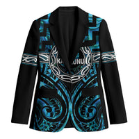 Aotearoa Ngati Kahungunu Personalised Blazer Maori Iwi Poutama Puhoro Tattoo LT14 Unisex Turquoise - Polynesian Pride