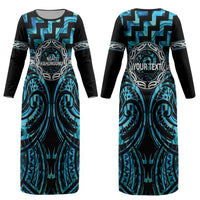 Aotearoa Ngati Kahungunu Personalised Couples Matching Long Sleeve Bodycon Dress and Long Sleeve Button Shirt Maori Iwi Poutama Puhoro Tattoo LT14 - Polynesian Pride