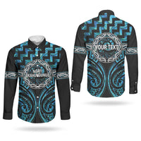 Aotearoa Ngati Kahungunu Personalised Couples Matching Off Shoulder Maxi Dress and Long Sleeve Button Shirt Maori Iwi Poutama Puhoro Tattoo LT14 - Polynesian Pride