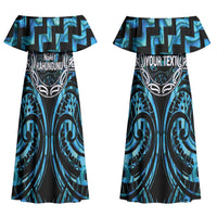 Aotearoa Ngati Kahungunu Personalised Couples Matching Off Shoulder Maxi Dress and Long Sleeve Button Shirt Maori Iwi Poutama Puhoro Tattoo LT14 - Polynesian Pride