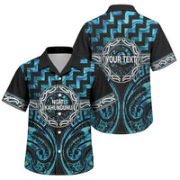 Aotearoa Ngati Kahungunu Personalised Family Matching Short Sleeve Bodycon Dress and Hawaiian Shirt Maori Iwi Poutama Puhoro Tattoo LT14 Son's Shirt Turquoise - Polynesian Pride