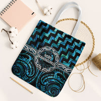 Aotearoa Ngati Kahungunu Tote Bag Maori Iwi Poutama Puhoro Tattoo LT14 White Strap One Size Turquoise - Polynesian Pride