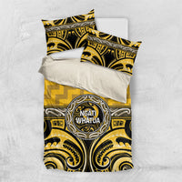 Aotearoa Ngati Whatua Bedding Set Maori Iwi Poutama Puhoro Tattoo LT14 US Twin 172cm x 218cm Yellow - Polynesian Pride