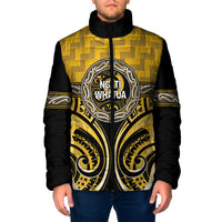 Aotearoa Ngati Whatua Personalised Padded Jacket Maori Iwi Poutama Puhoro Tattoo LT14 Men Yellow - Polynesian Pride