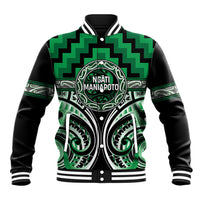 Aotearoa Ngati Maniapoto Personalised Baseball Jacket Maori Iwi Poutama Puhoro Tattoo LT14 Unisex Green - Polynesian Pride