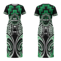 Aotearoa Ngati Maniapoto Personalised Couples Matching Short Sleeve Bodycon Dress and Hawaiian Shirt Maori Iwi Poutama Puhoro Tattoo LT14 - Polynesian Pride