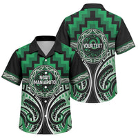 Aotearoa Ngati Maniapoto Personalised Family Matching Long Sleeve Bodycon Dress and Hawaiian Shirt Maori Iwi Poutama Puhoro Tattoo LT14 Son's Shirt Green - Polynesian Pride