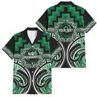 Aotearoa Ngati Maniapoto Personalised Family Matching Off Shoulder Short Dress and Hawaiian Shirt Maori Iwi Poutama Puhoro Tattoo LT14 Dad's Shirt - Short Sleeve Green - Polynesian Pride