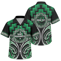 Aotearoa Ngati Maniapoto Personalised Family Matching Short Sleeve Bodycon Dress and Hawaiian Shirt Maori Iwi Poutama Puhoro Tattoo LT14 Son's Shirt Green - Polynesian Pride