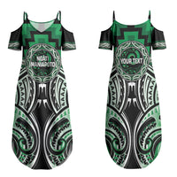 Aotearoa Ngati Maniapoto Personalised Family Matching Summer Maxi Dress and Hawaiian Shirt Maori Iwi Poutama Puhoro Tattoo LT14 Mom's Dress Green - Polynesian Pride