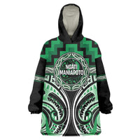 Aotearoa Ngati Maniapoto Personalised Wearable Blanket Hoodie Maori Iwi Poutama Puhoro Tattoo LT14 One Size Green - Polynesian Pride