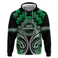 Aotearoa Ngati Maniapoto Personalised Zip Hoodie Maori Iwi Poutama Puhoro Tattoo LT14 Pullover Hoodie Green - Polynesian Pride