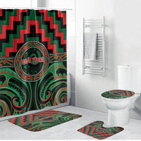 Aotearoa Ngai Tuhoe Bathroom Set Maori Iwi Poutama Puhoro Tattoo LT14 Bathroom Set (4 pcs) Green - Polynesian Pride