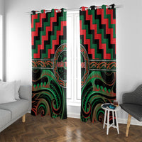 Aotearoa Ngai Tuhoe Window Curtain Maori Iwi Poutama Puhoro Tattoo LT14 With Grommets Green - Polynesian Pride