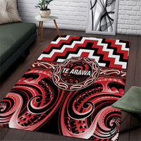 Aotearoa Te Arawa Area Rug Maori Iwi Poutama Puhoro Tattoo LT14 Red - Polynesian Pride