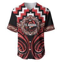 Aotearoa Te Arawa Personalised Baseball Jersey Maori Iwi Poutama Puhoro Tattoo LT14 Red - Polynesian Pride