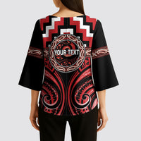 Aotearoa Te Arawa Personalised Kimono Sleeve Blouse Maori Iwi Poutama Puhoro Tattoo LT14 - Polynesian Pride