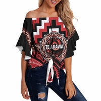 Aotearoa Te Arawa Personalised Off Shoulder Wrap Waist Top Maori Iwi Poutama Puhoro Tattoo LT14 - Polynesian Pride