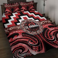 Aotearoa Te Arawa Quilt Bed Set Maori Iwi Poutama Puhoro Tattoo LT14 Red - Polynesian Pride