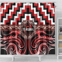 Aotearoa Te Arawa Shower Curtain Maori Iwi Poutama Puhoro Tattoo LT14 - Polynesian Pride