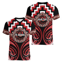 Aotearoa Te Arawa Personalised Women V-Neck T-Shirt Maori Iwi Poutama Puhoro Tattoo LT14 - Polynesian Pride