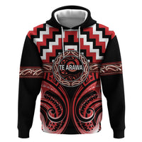 Aotearoa Te Arawa Personalised Zip Hoodie Maori Iwi Poutama Puhoro Tattoo LT14 Pullover Hoodie Red - Polynesian Pride