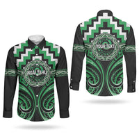 Aotearoa Ngai Tahu Personalised Couples Matching Off Shoulder Short Dress and Long Sleeve Button Shirt Maori Iwi Poutama Puhoro Tattoo LT14 - Polynesian Pride