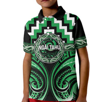 Aotearoa Ngai Tahu Personalised Kid Polo Shirt Maori Iwi Poutama Puhoro Tattoo LT14 Kid Green - Polynesian Pride