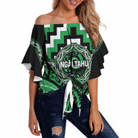Aotearoa Ngai Tahu Personalised Off Shoulder Wrap Waist Top Maori Iwi Poutama Puhoro Tattoo LT14 - Polynesian Pride