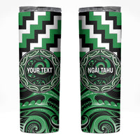 Aotearoa Ngai Tahu Personalised Skinny Tumbler Maori Iwi Poutama Puhoro Tattoo LT14 Green - Polynesian Pride
