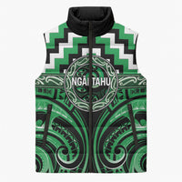 Aotearoa Ngai Tahu Personalised Sleeveless Puffer Jacket Maori Iwi Poutama Puhoro Tattoo LT14 Unisex Green - Polynesian Pride
