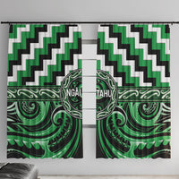Aotearoa Ngai Tahu Window Curtain Maori Iwi Poutama Puhoro Tattoo LT14 With Hooks Green - Polynesian Pride