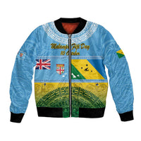 Personalised Malampa Fiji Day Bomber Jacket 10 October Fijian Tapa Flag Style