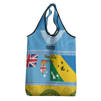Personalised Malampa Fiji Day Grocery Bag 10 October Fijian Tapa Flag Style