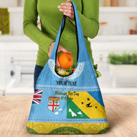 Personalised Malampa Fiji Day Grocery Bag 10 October Fijian Tapa Flag Style