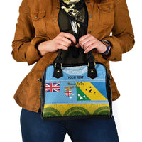 Personalised Malampa Fiji Day Shoulder Handbag 10 October Fijian Tapa Flag Style