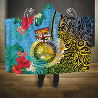 Vanuatu Malampa Fiji Day Hooded Blanket Happy 10 October With Maps Tropical Flowers