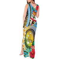 Vanuatu Malampa Fiji Day Tank Maxi Dress Happy 10 October With Maps Tropical Flowers