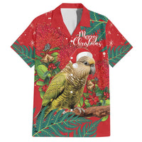Personalised New Zealand Kakapo Christmas Family Matching Off Shoulder Maxi Dress and Hawaiian Shirt Meri Kirihimete Silver Fern Mix Pohutukawa LT14 Dad's Shirt - Short Sleeve Red - Polynesian Pride