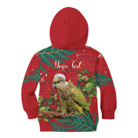 Personalised New Zealand Kakapo Christmas Kid Hoodie Meri Kirihimete Silver Fern Mix Pohutukawa
