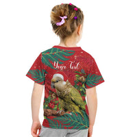 Personalised New Zealand Kakapo Christmas Kid T Shirt Meri Kirihimete Silver Fern Mix Pohutukawa LT14 - Polynesian Pride
