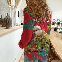 Personalised New Zealand Kakapo Christmas Women Casual Shirt Meri Kirihimete Silver Fern Mix Pohutukawa LT14 - Polynesian Pride