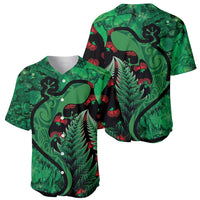 New Zealand Gecko Christmas Baseball Jersey Meri Kirihimete Paua Shell Mix Pohutukawa LT14 - Polynesian Pride