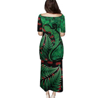 New Zealand Gecko Christmas Family Matching Puletasi and Hawaiian Shirt Meri Kirihimete Paua Shell Mix Pohutukawa LT14 - Polynesian Pride