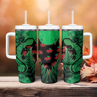 New Zealand Gecko Christmas Tumbler With Handle Meri Kirihimete Paua Shell Mix Pohutukawa LT14 - Polynesian Pride