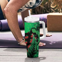 New Zealand Gecko Christmas Tumbler With Handle Meri Kirihimete Paua Shell Mix Pohutukawa LT14 - Polynesian Pride