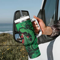 New Zealand Gecko Christmas Tumbler With Handle Meri Kirihimete Paua Shell Mix Pohutukawa LT14 - Polynesian Pride