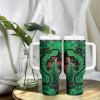 New Zealand Gecko Christmas Tumbler With Handle Meri Kirihimete Paua Shell Mix Pohutukawa LT14 - Polynesian Pride