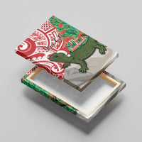 Personalised New Zealand Tuatara Christmas Canvas Wall Art Meri Kirihimete Aotearoa Maori Mix Pohutukawa